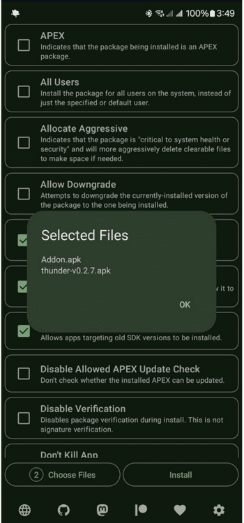 InstallWithOptions screenshot 2